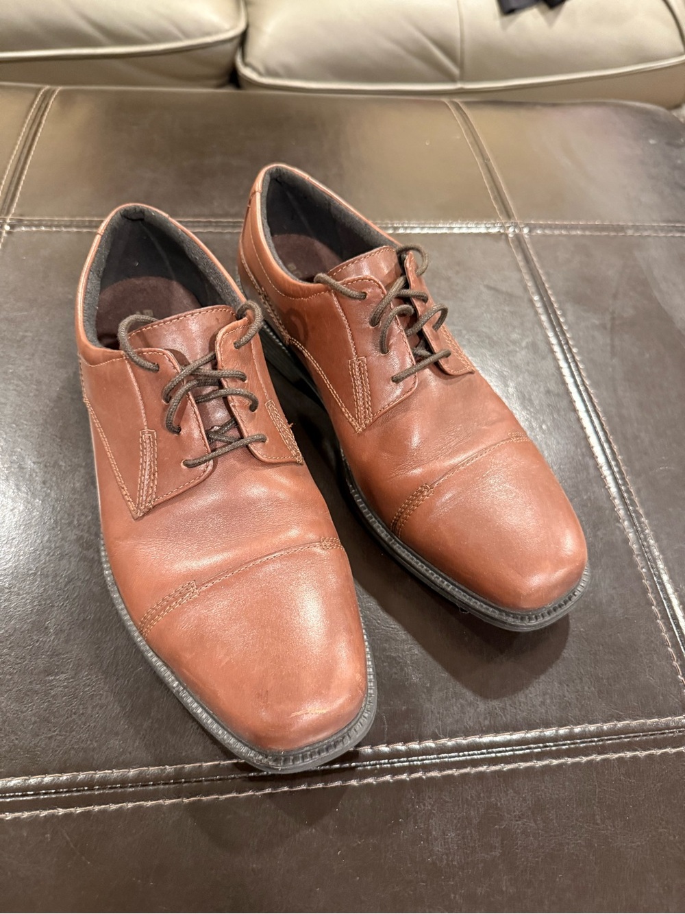 Bostonian Cognac Brown Leather Derby Oxfords